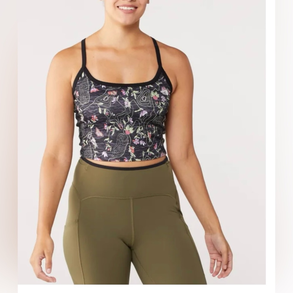 The North Face Plus Size Floral Black Active Crop Top Size 3XL NWT